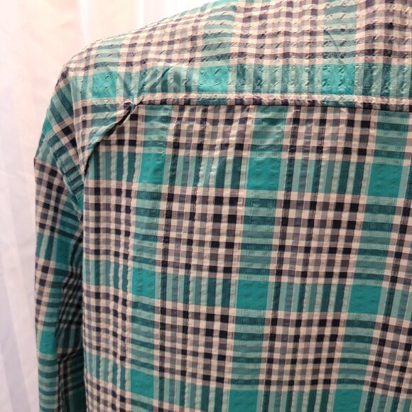 Eddie Bauer Pack It! Long Sleeved Seersucker Shirt UPF 40 in EUC - Picture 2 of 4